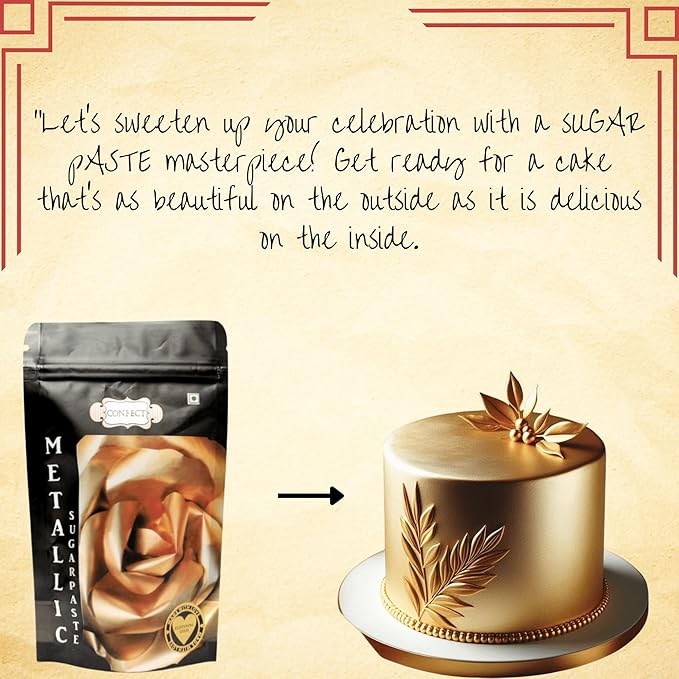 Confect Glistening Gold Fondant | Edible Metallic Fonadant | Chefs Choice Gold Fondant for