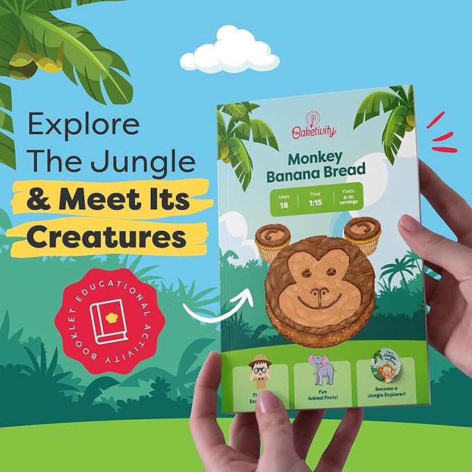 BAKETIVITY Monkey Banana Bread Kids Baking Kit | Banana Cake Kids Baking Set for Girls & Boys |