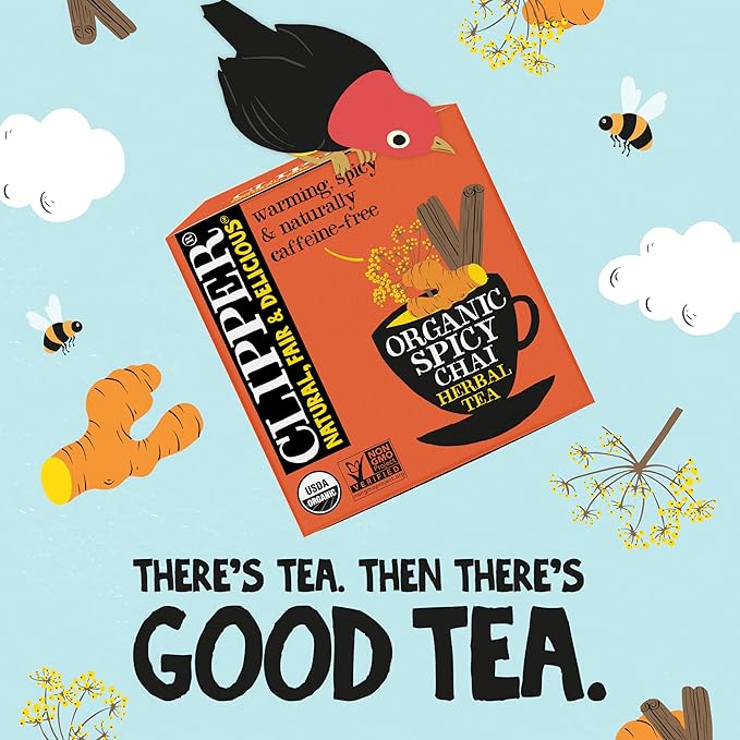 Clipper Tea Spicy Chai Herbal Tea ??Caffeine Free, USDA Organic, Great Hot or Iced ??Warming