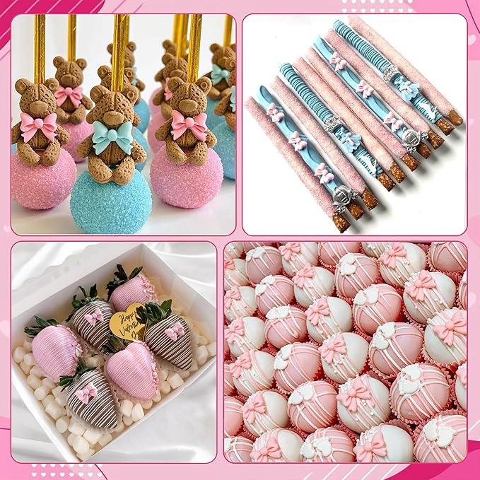 Bow Fondant Molds, AIMEIKI 2 Pack Mini Bows Silicone Fondant Molds Bowknot Candy Chocolate Mold for