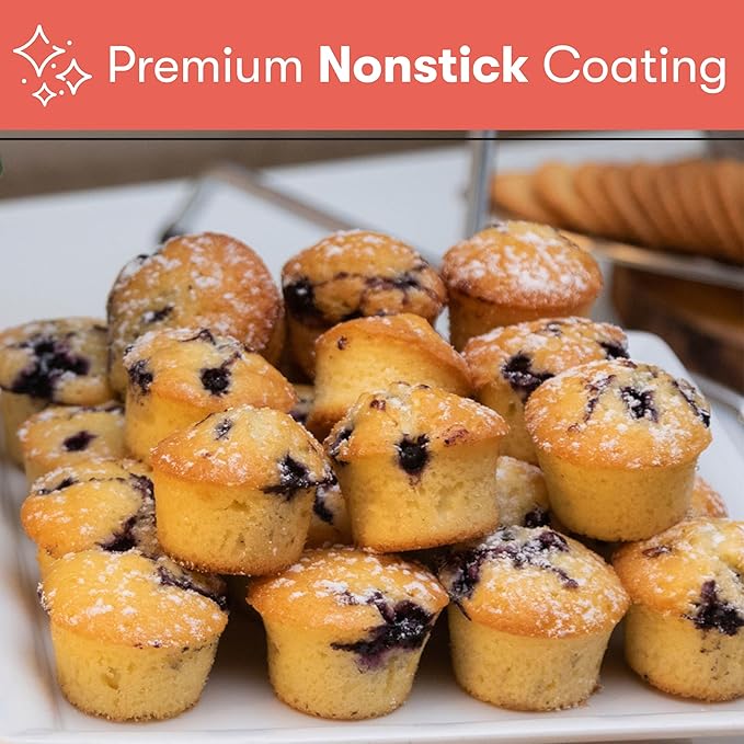 Cooking Light Mini Muffin Pan Carbon Steel Quick Release Coating, Non-Stick Bakeware, Heavy Duty