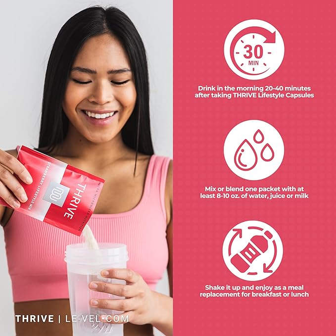Thrive Protein Shake | 16 Packets (35g Each) | Gluten-Free, Pea Protein, Probiotics, Fiber &