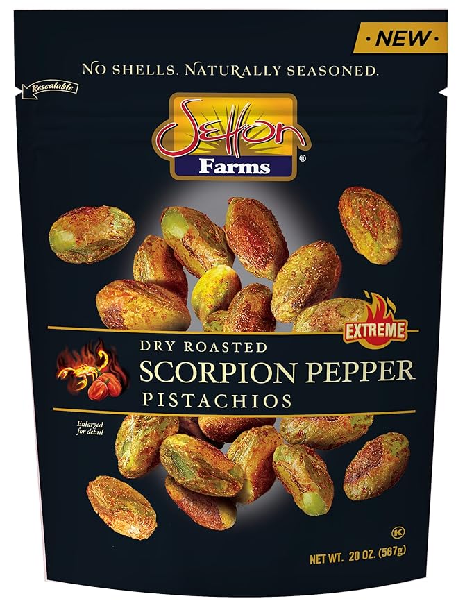 Setton Farms Pistachios, Scorpion Pepper Extreme Flavor Pistachios Value Bag, Naturally Seasoned