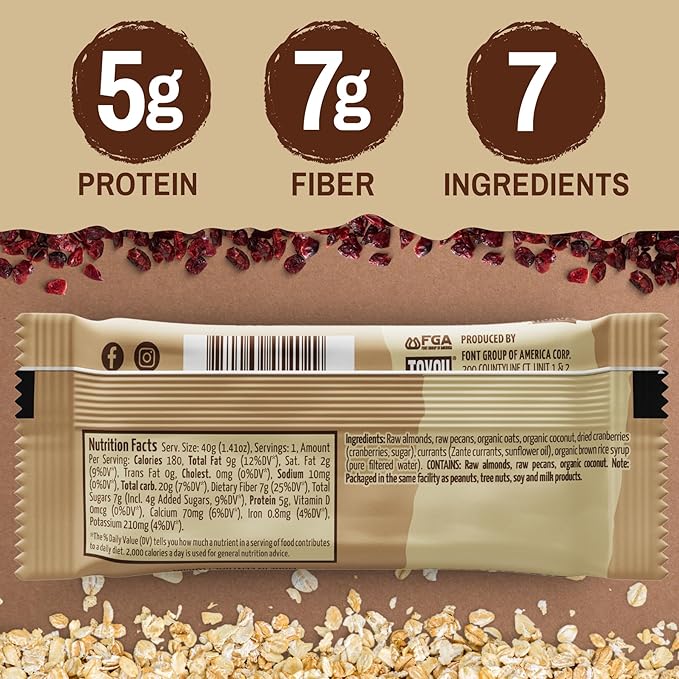 ToYou Chewy Fruit and Nut Bars - Healthy Protein Snacks | Granola Bar - 1.41 Ounce (Pack of 12) |