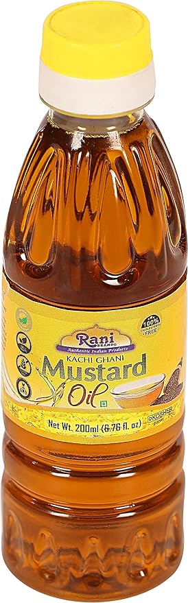 Rani Mustard Oil (Kachi Ghani) 6.76 Ounce (200ml) NON-GMO | Gluten Free | Vegan | 100% Natural |