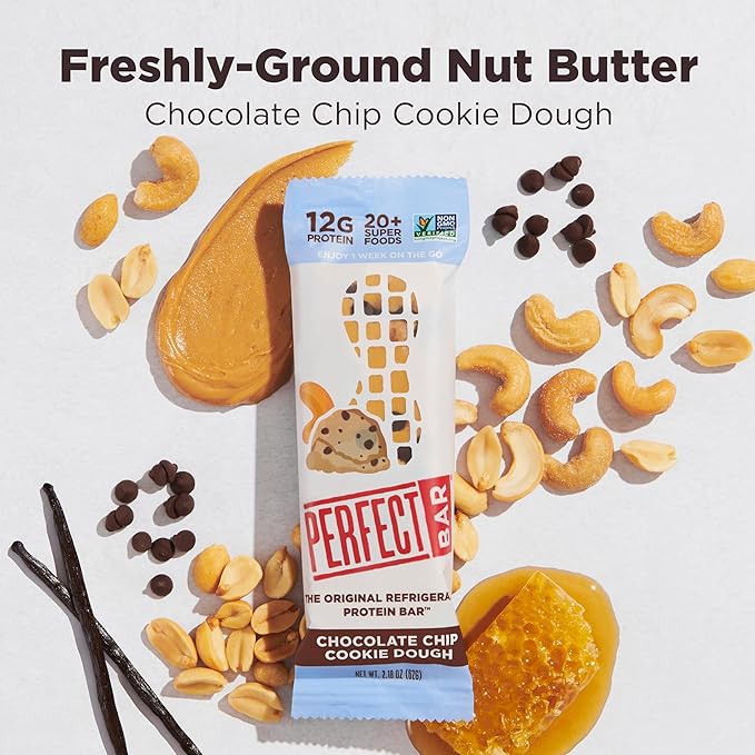 Perfect Bar, Chocolate Chip Cookie Dough Protein Bar, Gluten Free, Soy Free, Non GMO, No Sugar