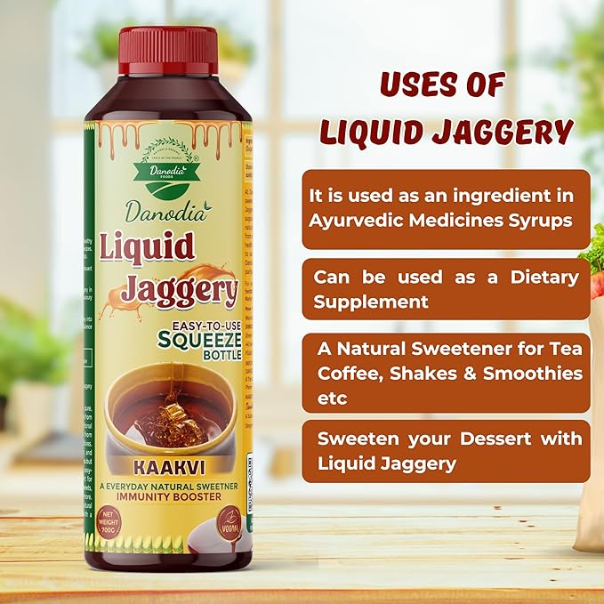 Danodia Foods LIQUID JAGGERY SYRUP (700g/1.54 lb) | Natural Sweetener from Sugarcane | No