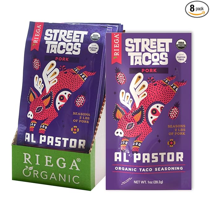 Riega Organic Al Pastor Street Taco Seasoning – Traditional Mexican Pork Taco Spice Mix for