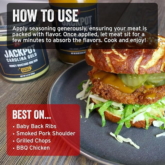 PS Seasoning Jackpot Carolina Gold - Sweet and Tangy Honey Mustard BBQ Seasoning and Rubs for