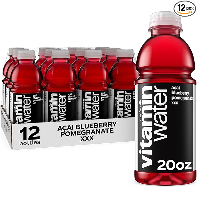 vitaminwater XXX A챌ai Blueberry Pomegranate Nutrient Enhanced Flavored Water Beverage, 20 fl oz