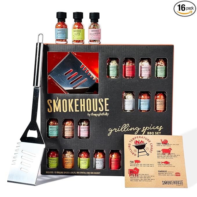 Smokehouse by Thoughtfully, Grilling Spices BBQ Set, Includes BBQ Spatula, Magnet and Flavorful