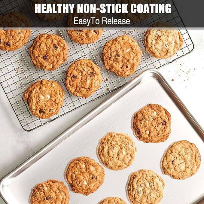 Baking Sheet Cookie Sheet Set of 2, Umite Chef Stainless Steel Baking Pans Tray Professional 16 x
