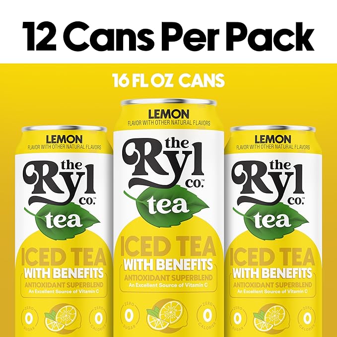 Ryl Iced Tea, Lemon, Antioxidant Superblend, Zero Sugar, Low Carb, Zero Calorie Iced Tea, 16.0 Fl