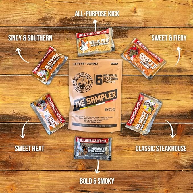 Grill Your As* Off Sample Pack Spices and Seasonings - (6 Pack) BBQ & Grill Seasoning for Beef