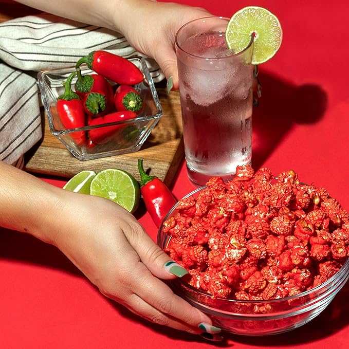 Popcornopolis Fuego Takis 5 ct, 2 oz Case, Hot Chili Pepper & Lime Flavored Extreme Savory Popcorn