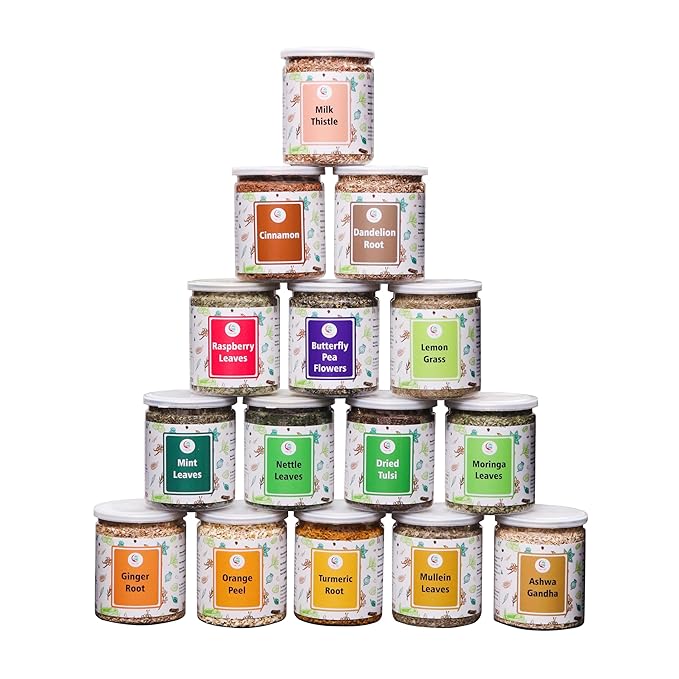 Assorted Loose Leaf Tea | 15 Delightful Herbs | Upto 900 Servings | 100% Raw & Natural | Add Health