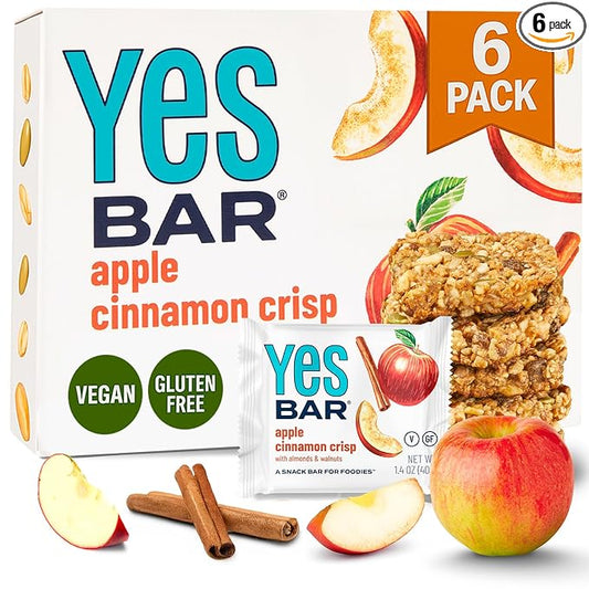 The YES Bar Apple Cinnamon Crisp ??Plant Based Protein, Decadent Snack Bar ??Vegan, Paleo, Gluten