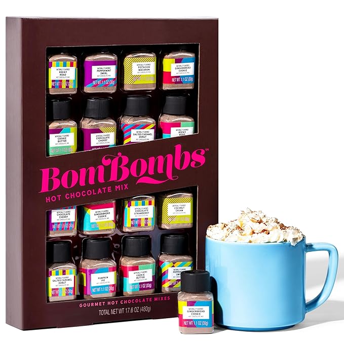 BomBombs, Hot Chocolate Mix Gift Set in Mini Bottles, Flavors Include Rocky Road, Pumpkin Pie