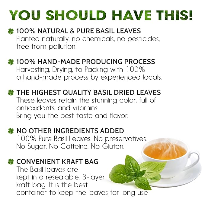 Lavendium, Premium 8oz Dried Basil ??100% Pure, Non-GMO, Gluten-Free, Vegan ??Aromatic Culinary