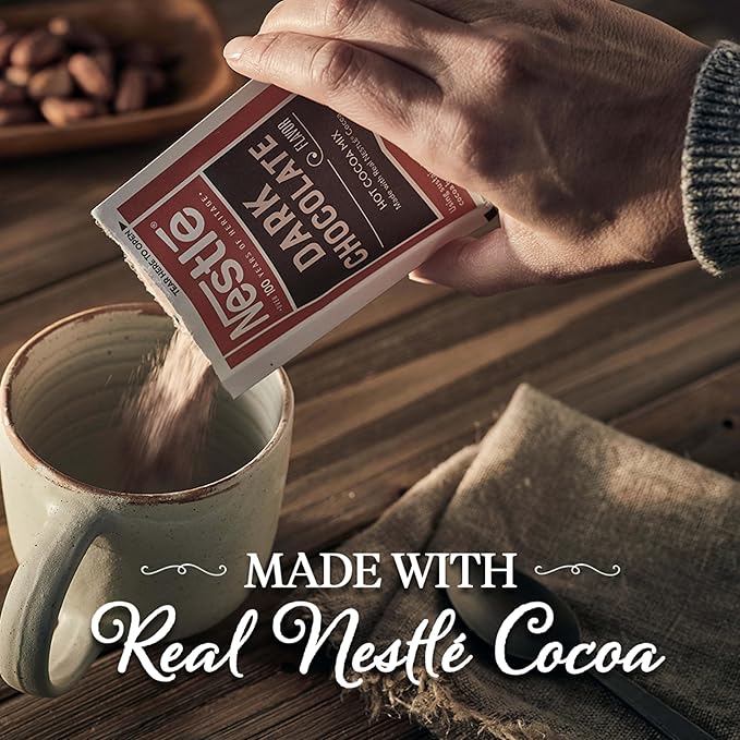 Nestle Hot Chocolate Packets, Dark Chocolate Flavor Hot Cocoa Mix, Made with Real Cocoa, Bulk Pack