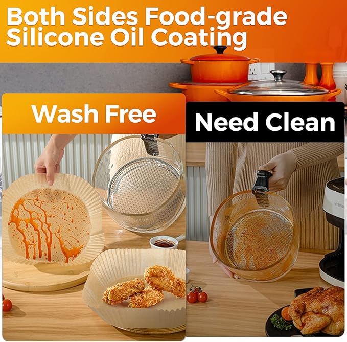 Air Fryer Paper Liners: 100Pcs Parchment Paper, 8" Air Fryer Liner Disposable for Microwave