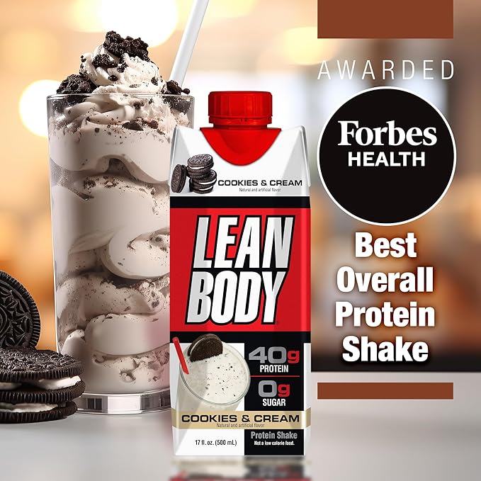 Lean Body Ready-to-Drink Cookies and Cream Protein Shake, 40g Protein, Whey Blend , 0 Sugar, Gluten