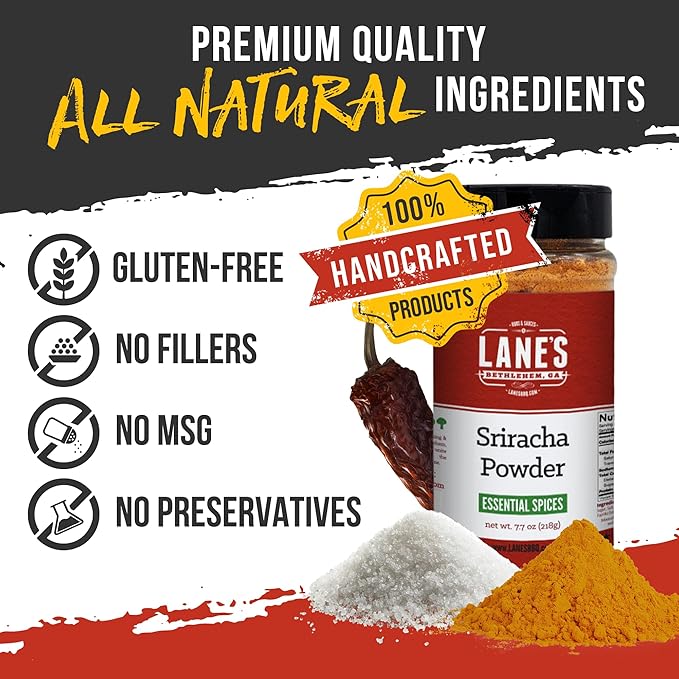 Lane's Sriracha Seasoning Powder, All-Natural Sriracha Powder Seasonings and Spices for Cooking