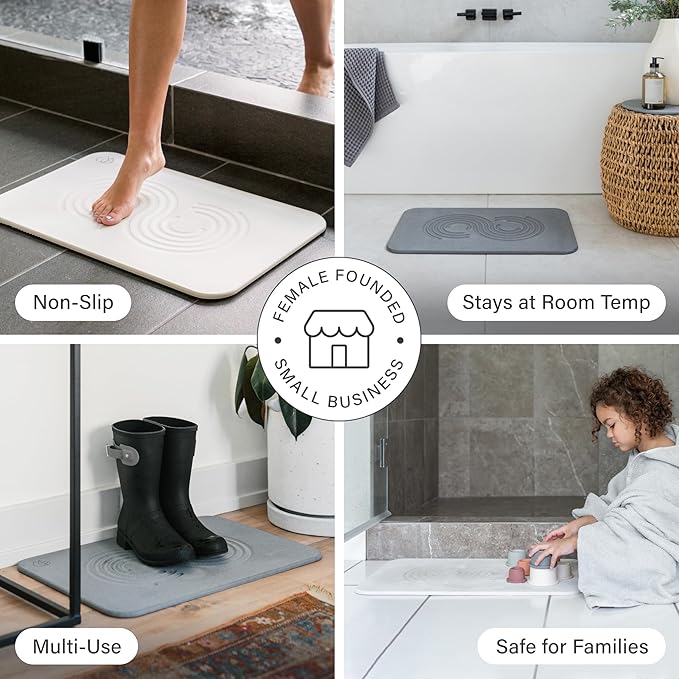 Dorai Home Bath Stone Mat 23.6"x15.4" – Quick-Dry, Non-Slip Diatomite Stone Bath Mat for Bathroom
