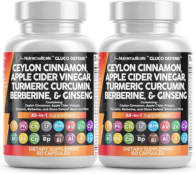 Clean Nutraceuticals Ceylon Cinnamon Turmeric Apple Cider Vinegar Ginseng Berberine Plus Bitter