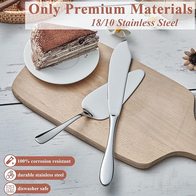 Cake Cutting Set for Wedding, Cake Knife and Server Set, Classic Design 18/10 Stainless Steel Pie