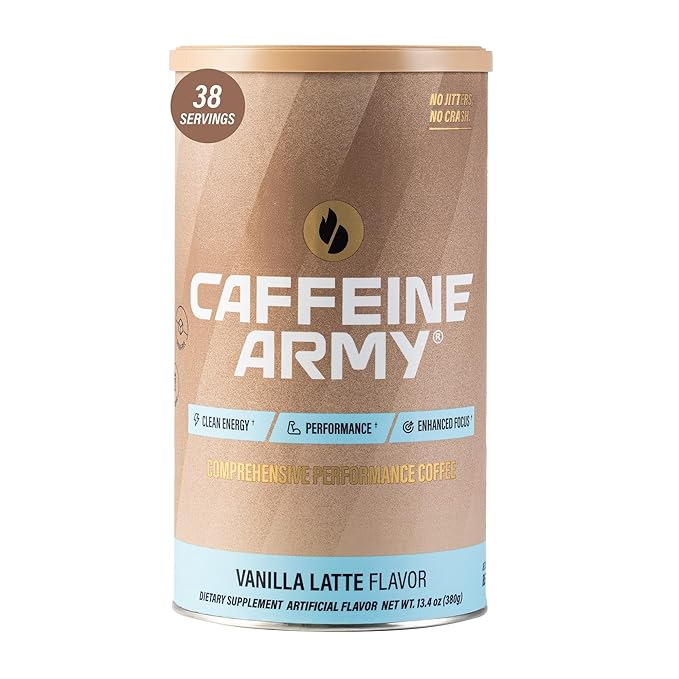 CAFFEINE ARMY Vanilla Latte | Comprehensive Functional Coffee with MCTs, CoQ10, Collagen and