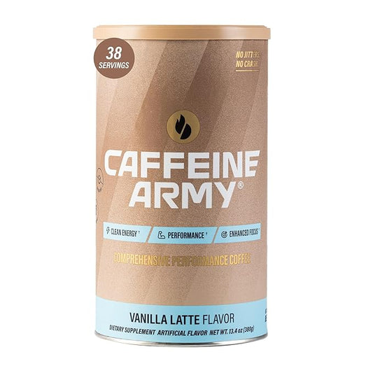 CAFFEINE ARMY Vanilla Latte | Comprehensive Functional Coffee with MCTs, CoQ10, Collagen and