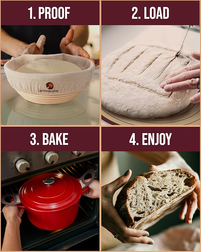 Superbaking Silicone Bread Sling 2 Pcs - 9in set of 2 Round 482F Heat Resistant Dough Lifter