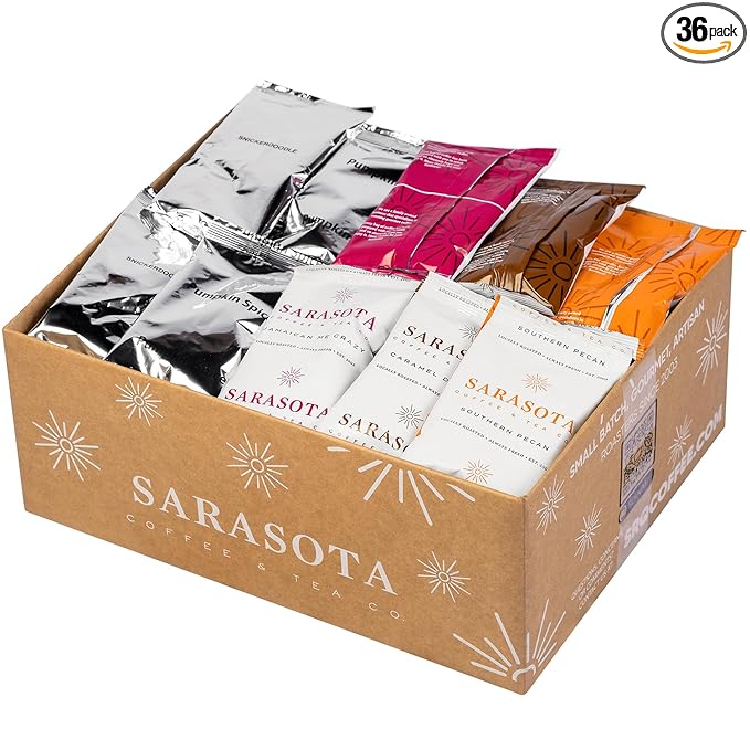 Ground Coffee | Gift Set Sampler Pack Variety Flavored Medium Roast Low Acid Mold Free Pouches |