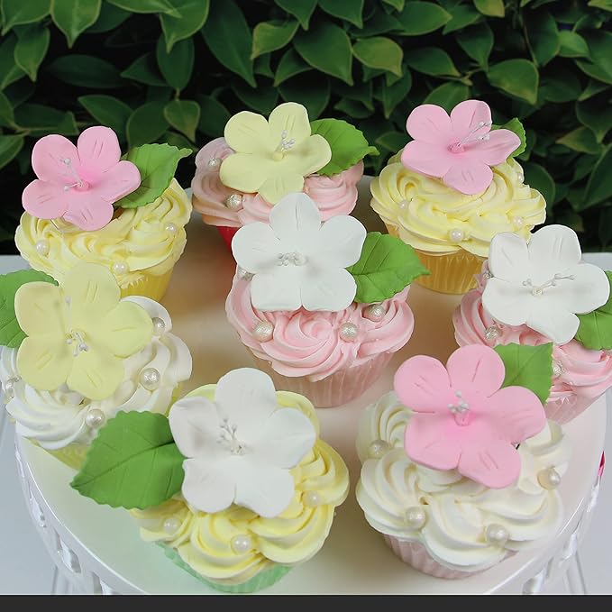 Global Sugar Art Fruit Blossom Sugar Cake Flowers, White with Wires, 12 Count by Chef Alan Tetreault
