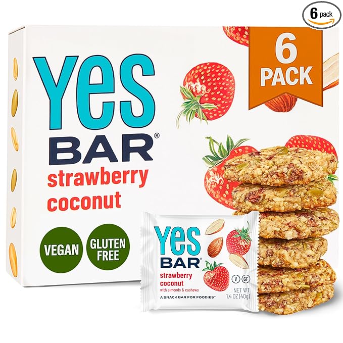 The YES Bar ??Strawberry Coconut ??Plant Based Protein, Decadent Snack Bar ??Vegan, Paleo, Gluten