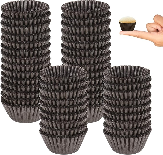 Dreamtop 900 Pieces Mini Cupcake Liners, Brown Mini Muffin Liners Baking Cups Liners for Baking