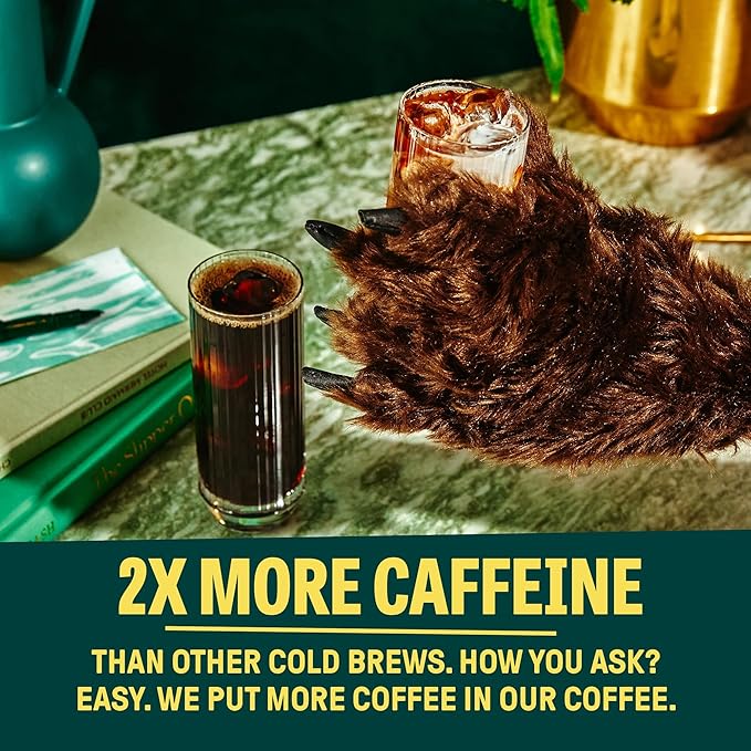 Wandering Bear Straight Black Organic Cold Brew Coffee, 32 fl oz, 3 pack - Extra Strong, Smooth