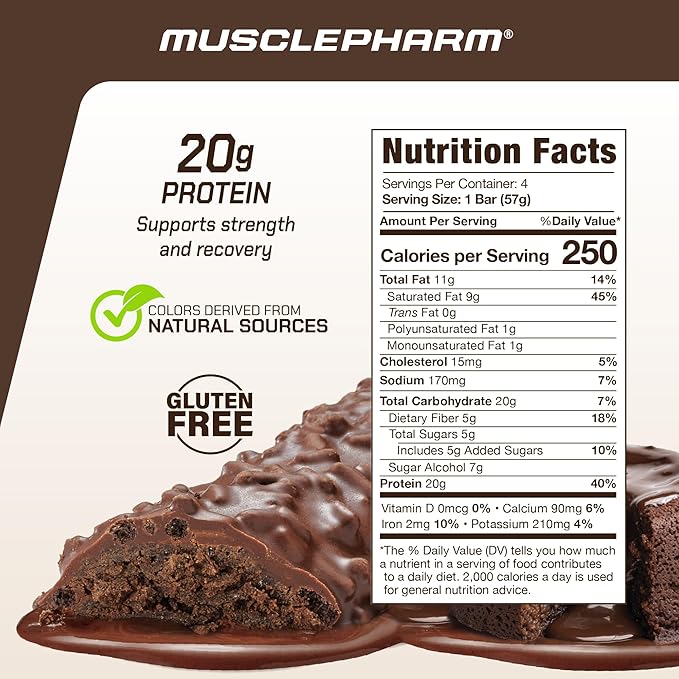 MusclePharm Combat Ready Chocolate Cake Protein Bars, High Protein Bars, Combat Cravings, Fuel