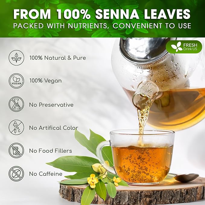FreshDrinkUS, Permium 10oz Senna Leaves, 100% Natural & Pure from Senna Leaves, Senna Leaf Tea