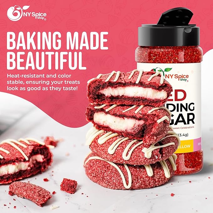 NY Spice Shop Red Sanding Sugar - 4 Ounce Sweet Colorful Edible Sprinkles For Candy Dish - Sugar