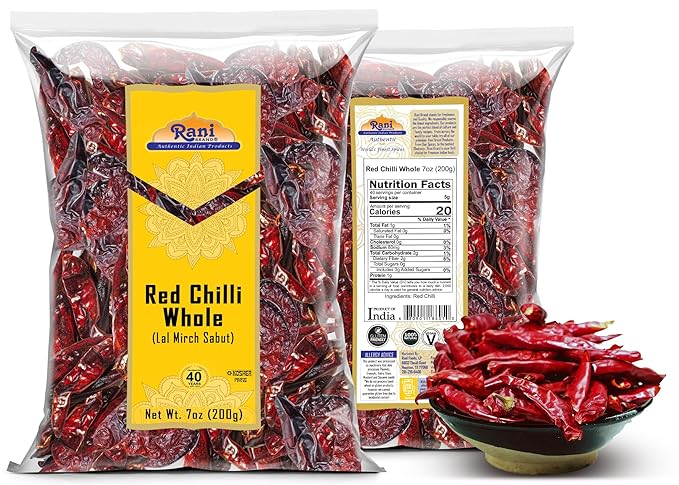 Rani Chilli Whole (Lal Mirch Sabut) 7oz (200g) ~ All Natural | Vegan | No Colors | Gluten Friendly