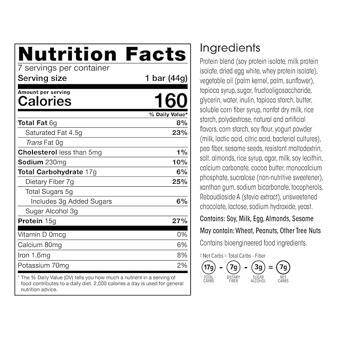 Wonderslim High Fiber Protein Bars, Salted Toffee Pretzel | 15g Protein, 7g Fiber | Low Sugar, Low