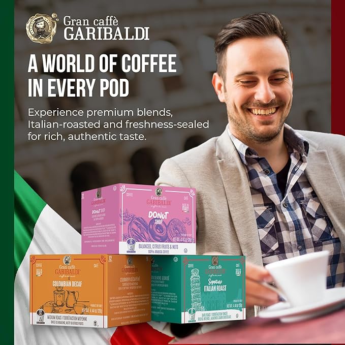 Caffè Garibaldi Donut Shop Coffee Pods, Single-Serve Capsules for Keurig K-Cup Brewers, Single