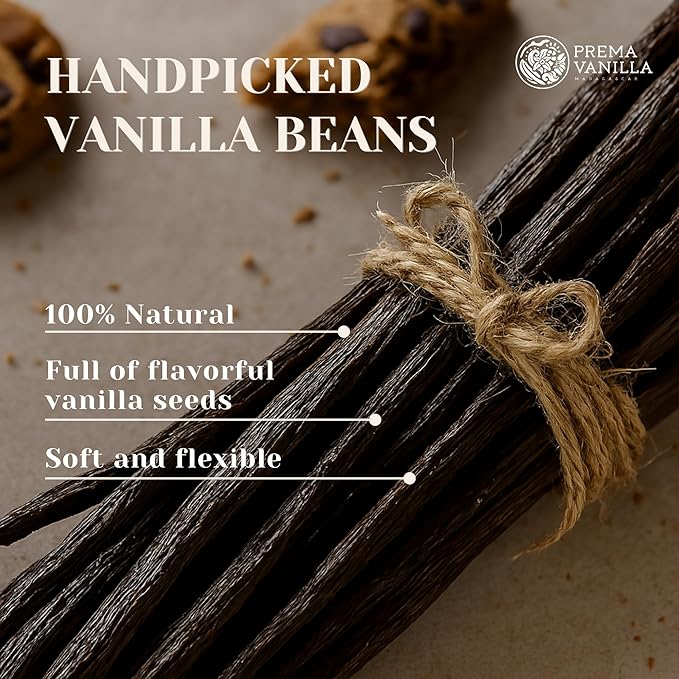 PREMA VANILLA Madagascar Vanilla Beans, Grade A Bourbon Pods For Making Vanilla Extract, Good For