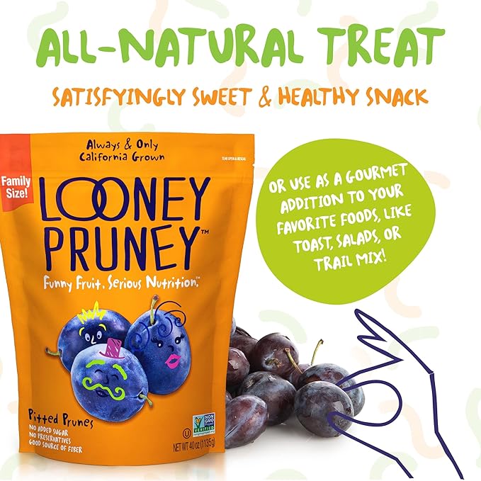 Looney Pruney Pitted Dried Prunes for the Family | Always California-Grown | Kosher | No Added