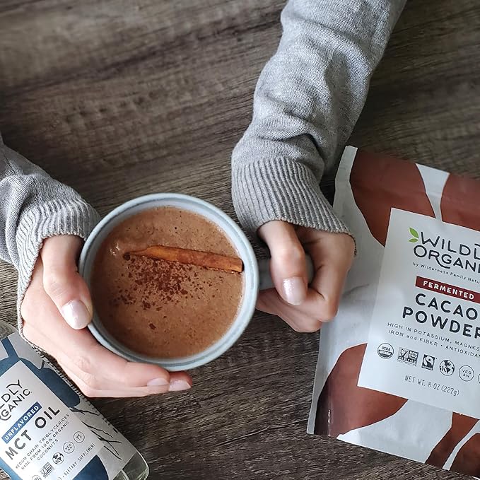 Wildly Organic Fermented Cacao Powder 8 Oz Bag - Organic, Non-Alkalized, Minimally Processed, Raw