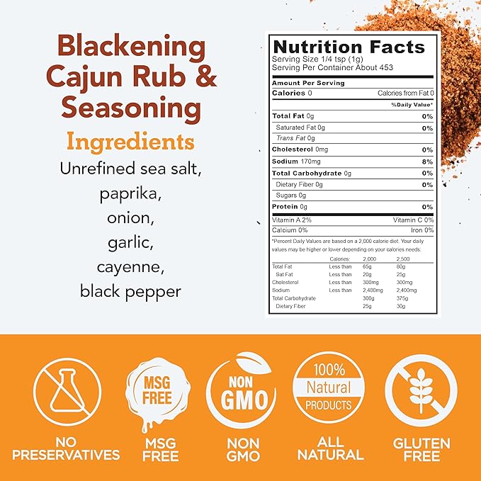 s.a.l.t. sisters Blackening Cajun Rub & Seasoning | All-Natural, Gluten Free, MSG Free, Non-GMO |