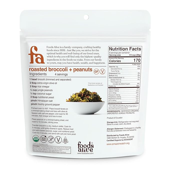 Foods Alive | Organic Jungle Peanuts | Wild Jungle Peanuts | 8 oz