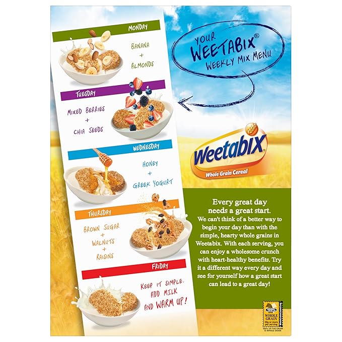 Weetabix Biscuits Whole Grain Cereal, Lightly Sweet Whole Grain Wheat Biscuits, Delicious as Part